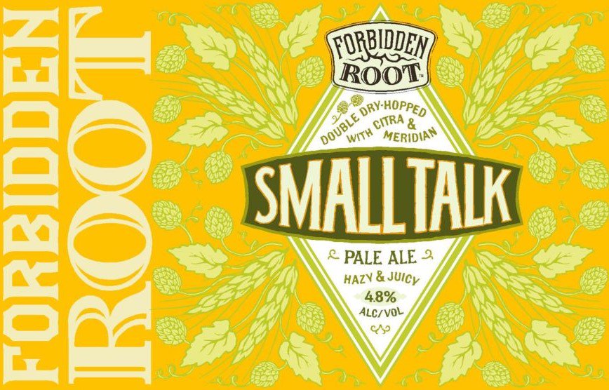 tumanstap's tweet image. On draft now: @ForbiddenRoot Small Talk, a New England Style Hoppy Table Beer. This brew is double dry hopped with Citra and Meridian with some spelt in grain bill to amp up the flavors. This hazy and juicy pale ale clocks in at 4.8% ABV. #westtownchicago #forbiddenrootbrewing