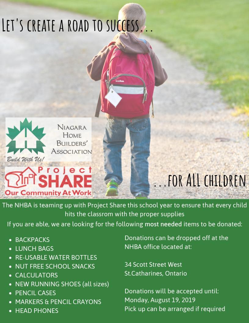 NiagaraHBA's tweet image. NHBA has partnered with @ProjectSHARE_NF this school year with a &quot;supply drive&quot; Donations will be accepted up until August 19 at the NHBA office. Thank you to all of our members for their support! #projectshare #school #backtoschool #donation #drive #niagara #supplies