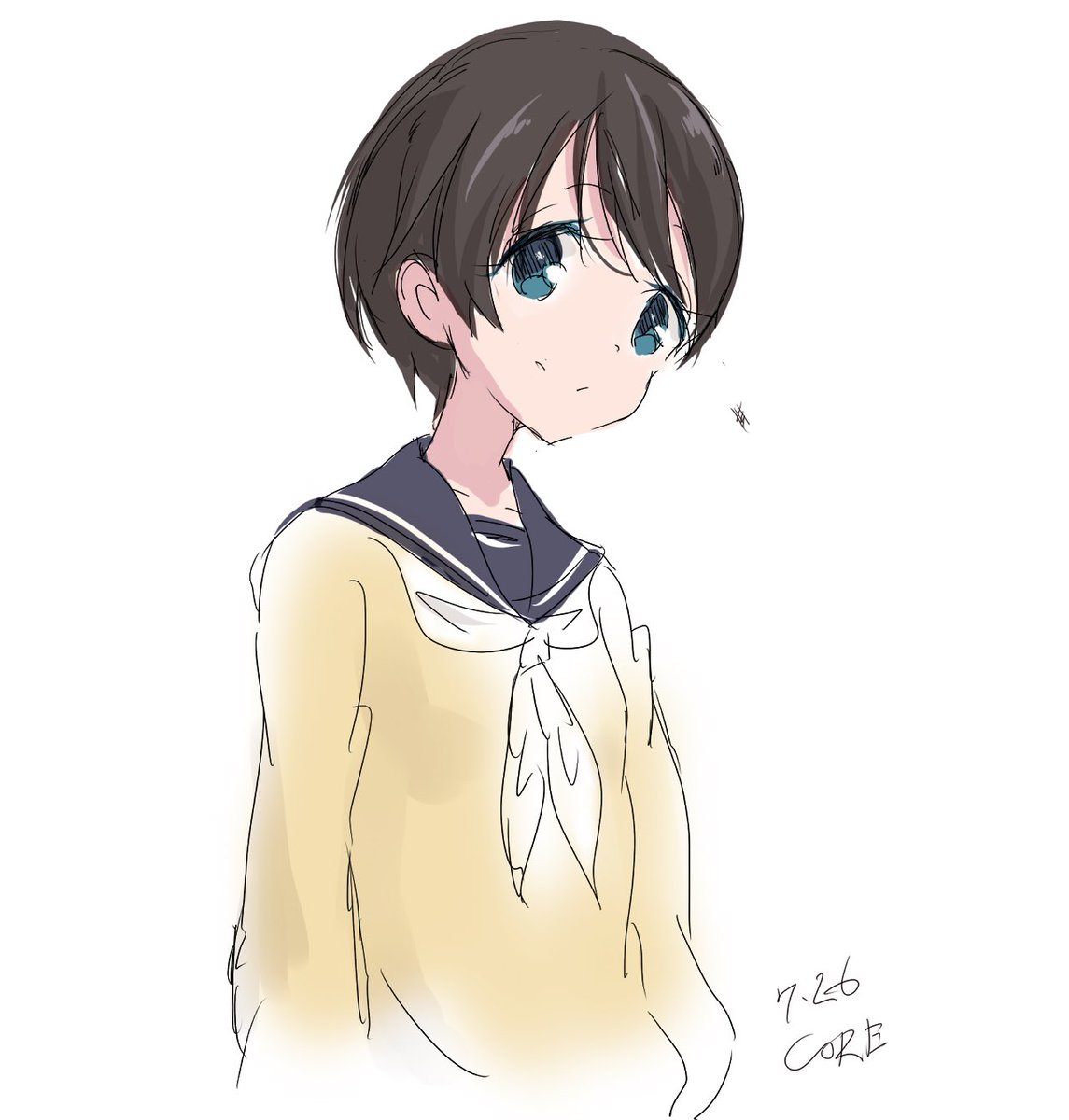 「だからって霞む目で朝っぱらにわたし描いてるよぅ(╹◡╹) 」|COREのイラスト