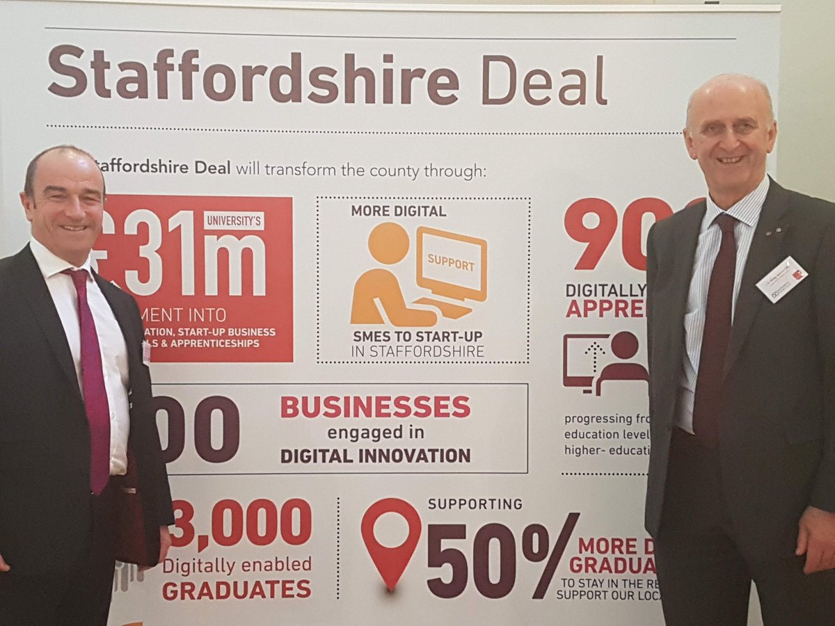 Great meeting today with @PhilipJohnWhite @alunrogers discussing progress and impacts of #StaffordshireDeal launched October 2018 between @StaffsUni @StaffordshireCC 

#CivicUniversity #Digital #ConnectedUniversity #ConnectedCounty
