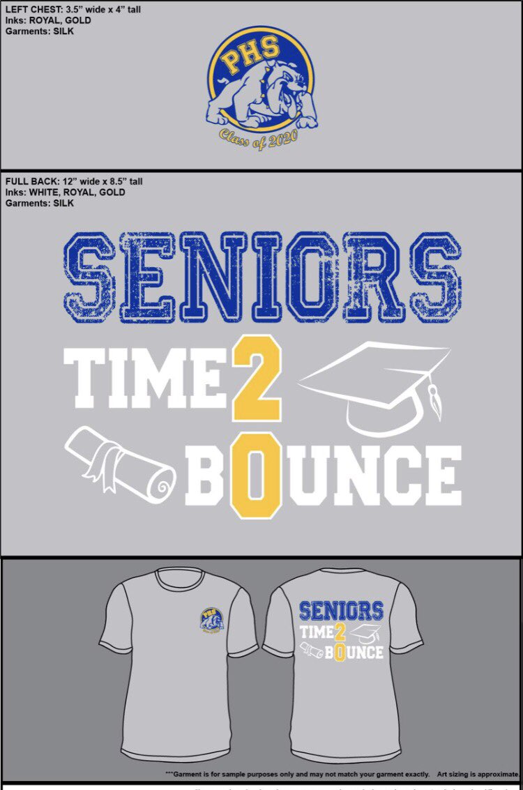 PrincetonHigh20's tweet photo. Reminder: T-Shirt payments will be accepted next week in the front office, Monday through Thursday from 12pm to 3pm. T-shirts are $10, XL’s are $2 more, and XXL’s are $3 more. https://t.co/JEfCoTbiyD