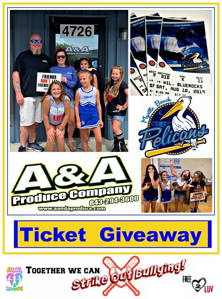 We're ready to #StrikeOutBullying Aug 10th w/ <a href="/Pelicanbaseball/">Myrtle Beach Pelicans</a>! If you know kids who have endured #bullying or who have stood up to bullying in the #MyrtleBeach area, we have FREE TICKETS available thanks to the generosity of our amazing community. DM us 4 deets! #ticketgiveaway