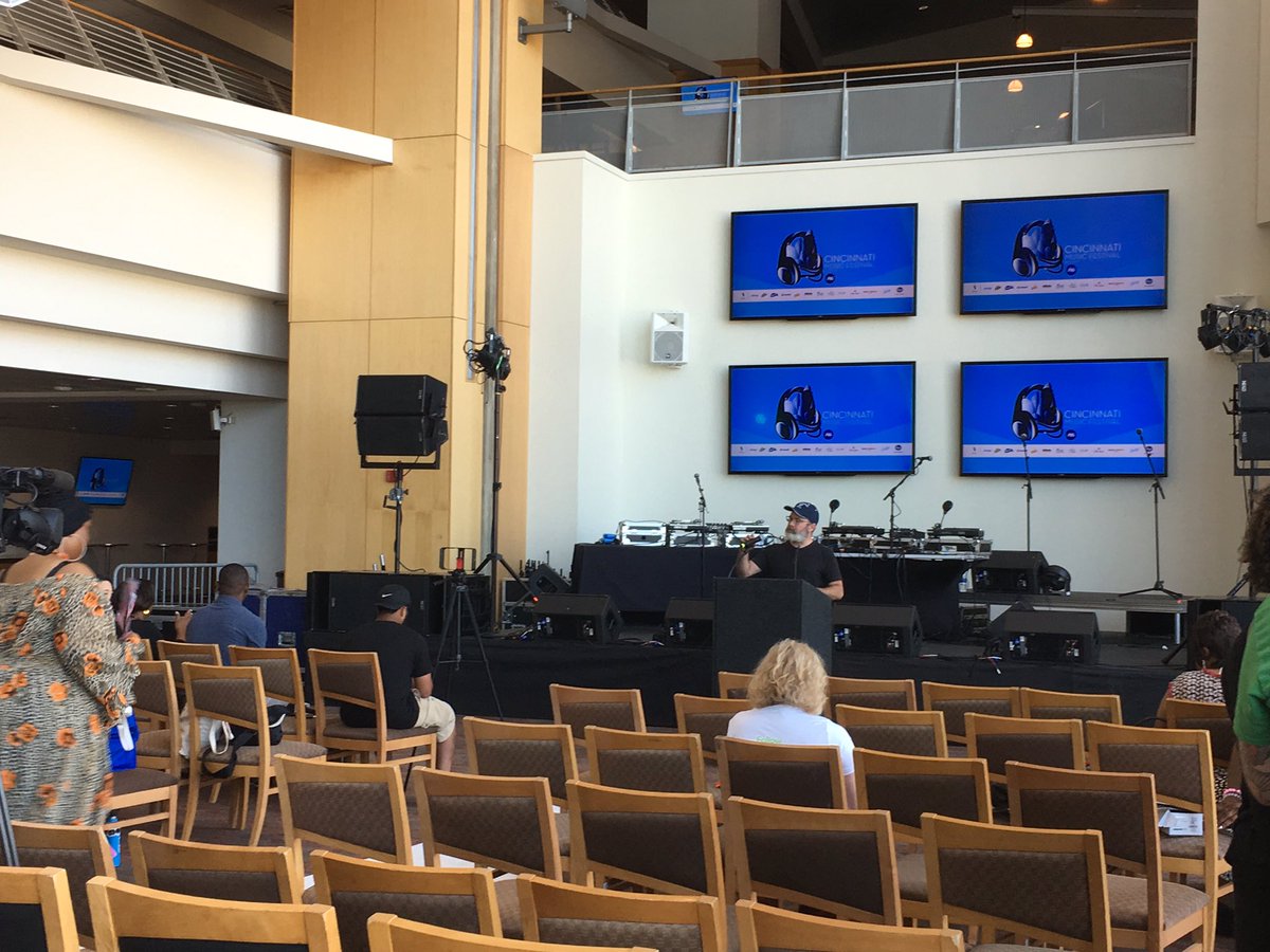 At the Cincinnati Music Festival waiting  for the press conference to start. <a href="/ScrippsHowardFd/">Scripps Howard Fund and Scripps Howard Foundation</a> <a href="/WCPO/">WCPO 9</a>
