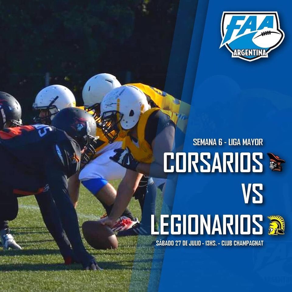 FAARGONLINE's tweet photo. Corsarios buscará seguir por el camino de la victoria que empezó a transitar la semana pasada contra un Legionarios que todavia no se le dió.
Este Sábado 27 de Julio,13hs. en Club Champagnat (Gral. Pacheco 1351 - El Talar).
#CORvsLEG #Corsarios #Legionarios #FootballAmericano https://t.co/481vCCJwfM