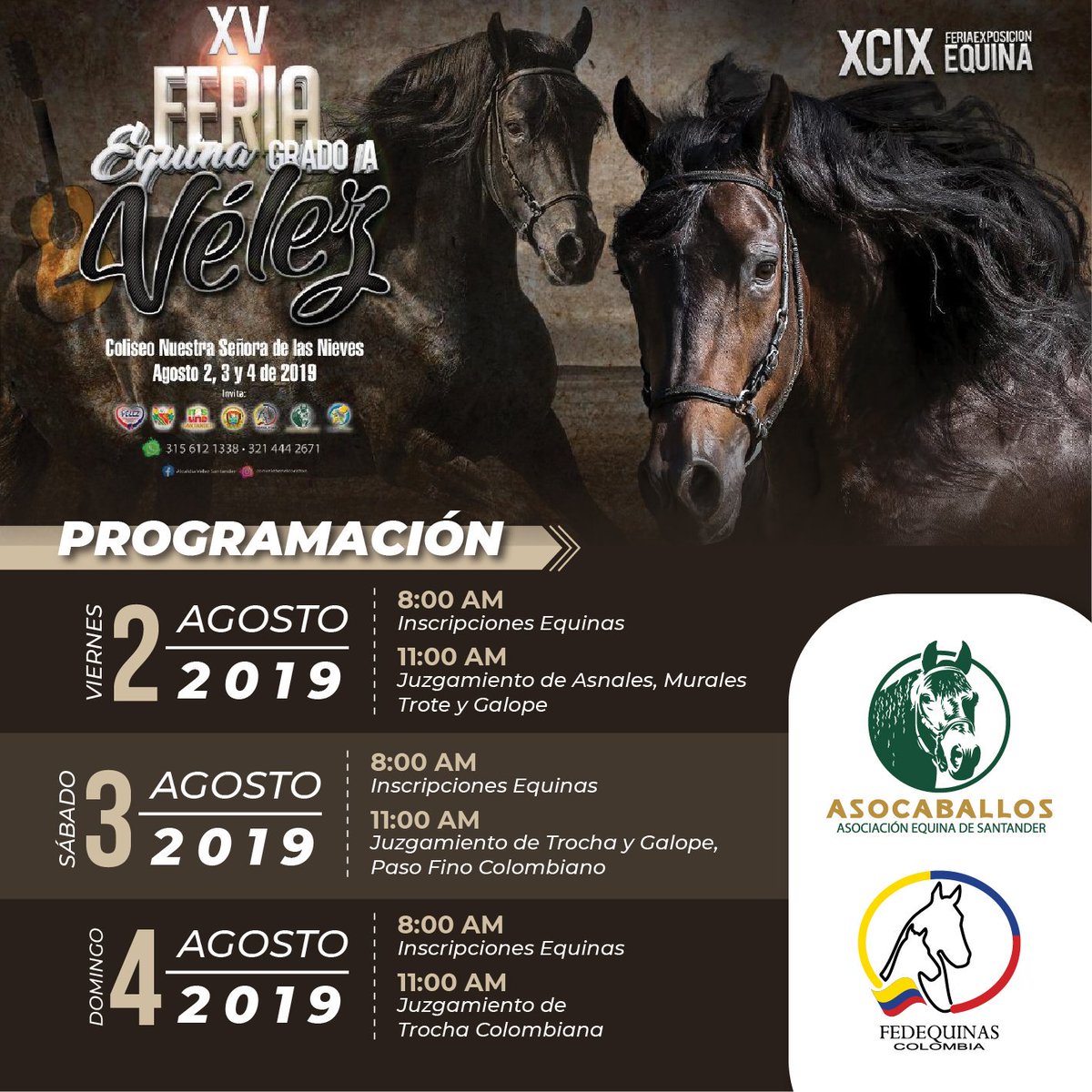 ¡CONOZCAN LOS JUECES Y CUERPO TÉCNICO! 🏆que estarán con nosotros en la gran feria que se llevará acabo en #Velez #Santander, los días 2, 3 y 4 de Agosto del 2019. FALTAN 8 DÍAS.. . Los Esperamos. 🐴🏇🐎#ASOCABALLOS #Equinos #Ferias #Velez #Santander #Campeones #GradoA