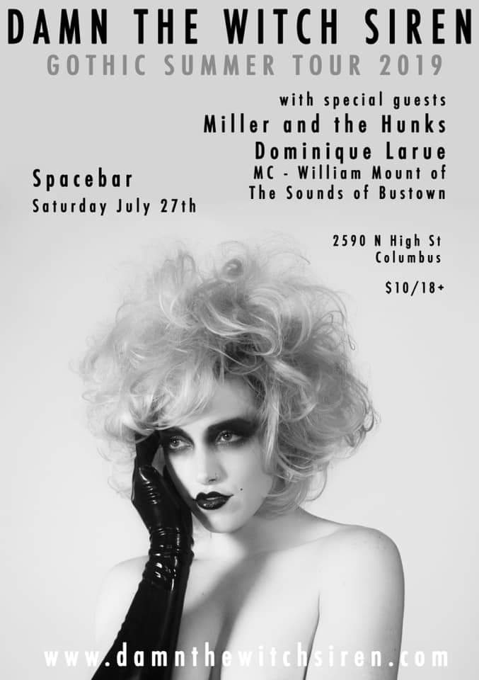 This Saturday!!
We're back in Columbus to get gothic with the mysterious, yet sexual <a href="/witchsiren/">Damn the Witch Siren</a> and <a href="/dlaruemusic/">dominique larue</a> -  with a special MC by Mr. Mount with <a href="/bustownsounds/">The Sounds of Bustown</a> 🖤