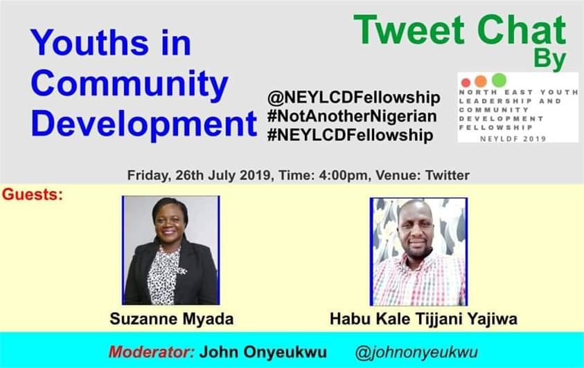 DataBoy0's tweet photo. Ladies & Gents! Let's talk with our guest Speakers Suzanne Myada & Habu Kale Tijjani Yajiwa @Habuhk4
#NotAnotherNigerian
#TheRoleOfYouthsInCommunityDevelopment
Hosted by the North East Youth Leadership And Community Development Fellowship Fellows #NEYL-CDF
Live on Twitter! https://t.co/fRBprbo9pK