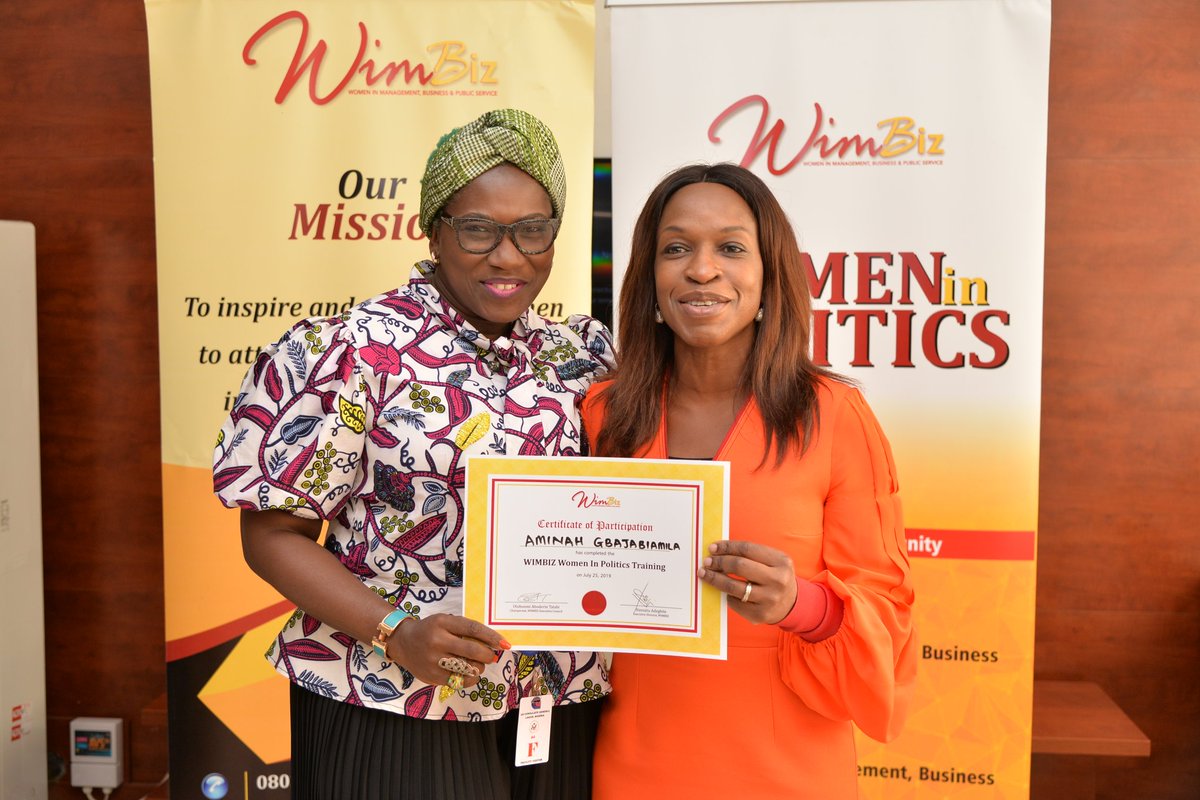 Wimbiz's tweet photo. We wish you all the very best and look forward to your success as you pursue your various political aspirations. #WIMPOLTraining2019
#WIMPOL #WomenInPolitics #WIMBIZ #WIMBIZ2019 #WIMBIZNG https://t.co/arRWyHQ2pb