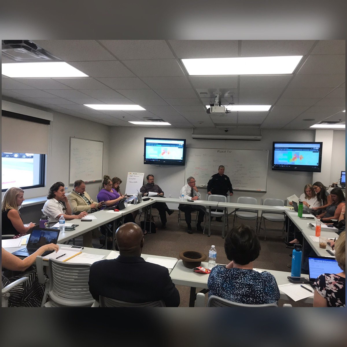NAUPolice's tweet photo. Campus partners met with Chief Smith to discuss how NAU can support the community’s response to the Museum Fire. For up to date information on the fire please continue to check https://t.co/y6OFf2J7XG #naupd https://t.co/l9N6CPPfc7