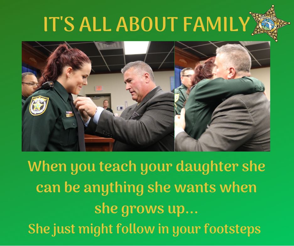 OCSOALERTS's tweet photo. The perfect illustration of our OCSO motto: "Service - It's in our DNA!" Welcome aboard! #followinginyourfootsteps #rolemodel #family #service #lawenforcement #girlpower @FLSheriffs @NationalSheriff ⭐️💚⭐️🙌 https://t.co/TEMoXBrBE6