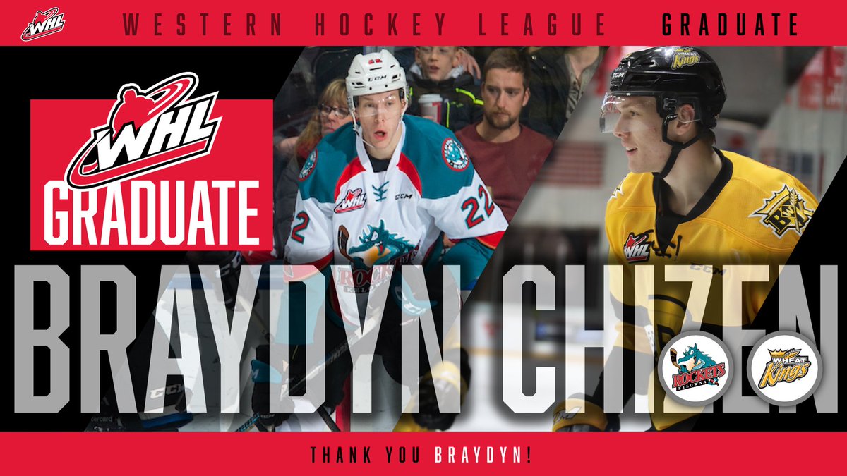 Congrats <a href="/Chizen22/">Braydyn Chizen</a> on an amazing WHL career! Chizen played in 253 regular season &amp; playoff games. Best of luck in the future Braydyn! #WHLAlumni 🏒🎓