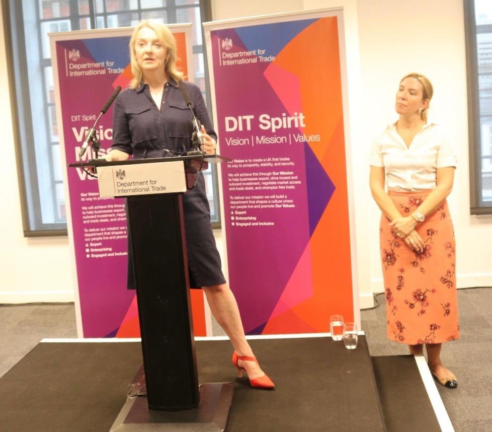 AntoniaRomeoUK's tweet photo. Energetic first day with our new Secretary of State @trussliz: discussions on trade negotiations, free trade &amp; free enterprise, and exports &amp; investment. Plus an introduction to our fantastic @tradegovuk team. #teamtrade #readytotrade https://t.co/dN7BH4ngtD