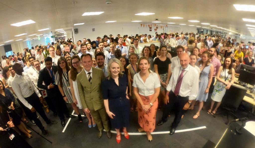 AntoniaRomeoUK's tweet photo. Energetic first day with our new Secretary of State @trussliz: discussions on trade negotiations, free trade &amp; free enterprise, and exports &amp; investment. Plus an introduction to our fantastic @tradegovuk team. #teamtrade #readytotrade https://t.co/dN7BH4ngtD