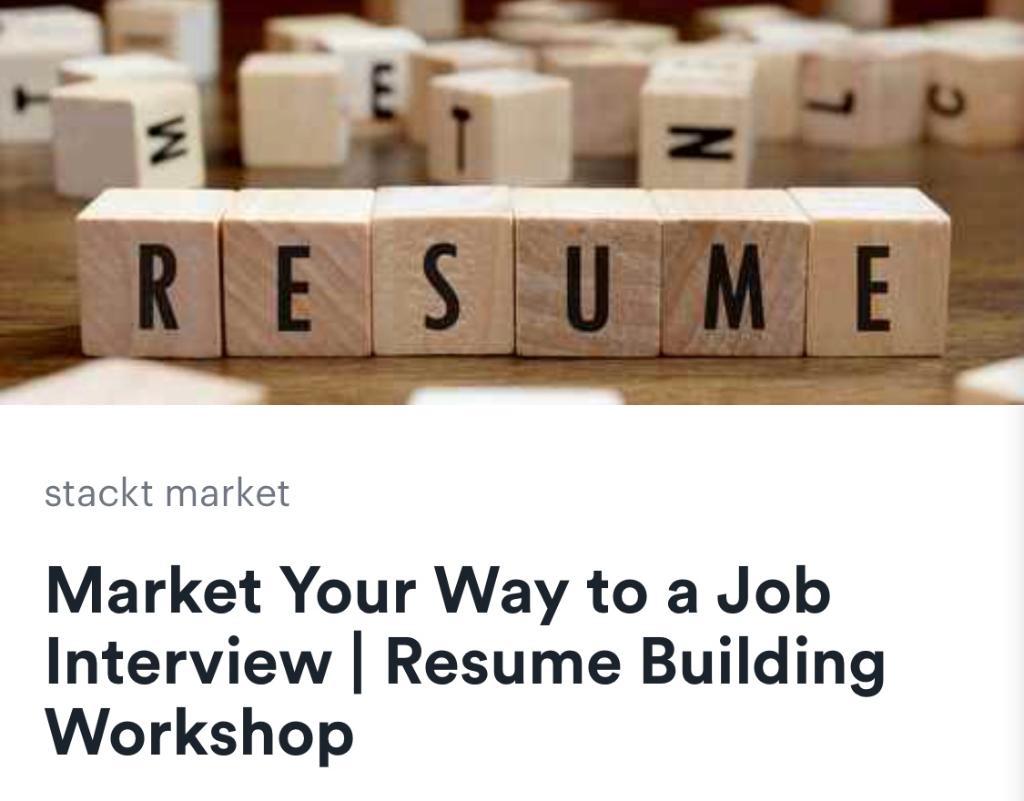 Learn how to grab an employer’s attention and upgrade your resume at our Resume Building Workshop on Monday at <a href="/stacktmarket/">stackt</a>. Visit spr.ly/6011EIPSL for your free ticket!