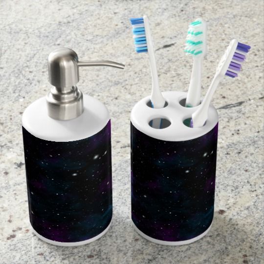 julieerindesign's tweet photo. #SOLD from my @zazzle store! #purple and #blue #galaxy soap dispenser and toothbrush set https://t.co/tPbrzNvKTV #zazzlemade #zazzle #homedecor #bathrom #decoration #design https://t.co/7PeO3lAAge