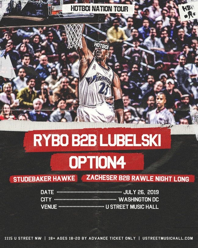 uhalldc's tweet photo. Get ready to tear it up tomorrow with @hotboi_records
Sets from @option4music, @rybo_music B2B @lubelskimusic (@DesertHearts), #StudebakerHawk, and @zacheser B2B @rawlenightlong will have you on your feet all night!
📆: July 26
🎟️: https://t.co/cJ7pkr4M4c https://t.co/1tFXbUUmMV