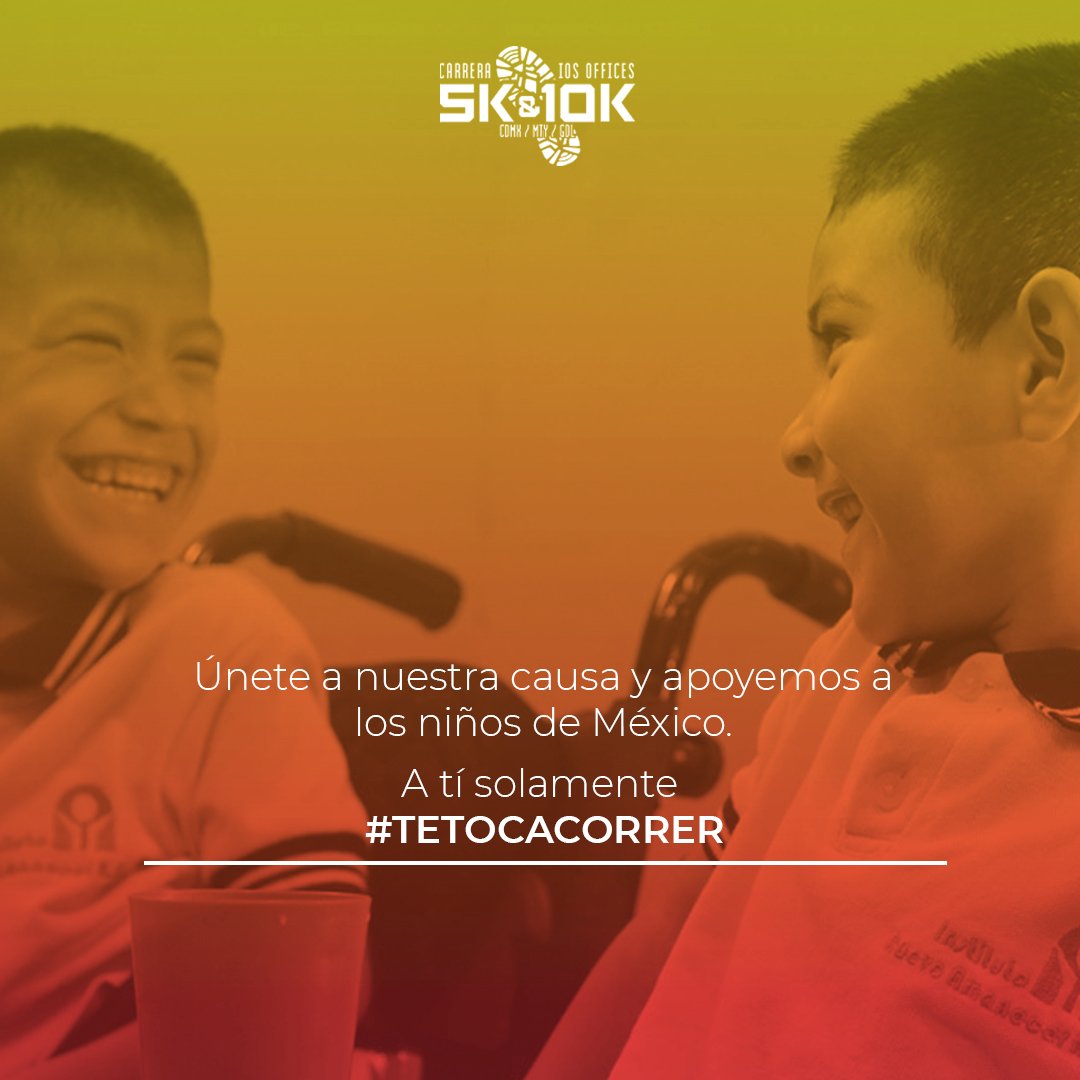 Nos unimos a su lucha apoyándolos para mejorar su calidad de vida. ✨💕
Súmate a la Carrera IOS OFFICES 5K Y 10K a beneficio de los niños de México y aporta tu granito de arena en la vida de cada niño, a ti solamente #tetocacorrer
.
Inscríbete en ticketapp.net