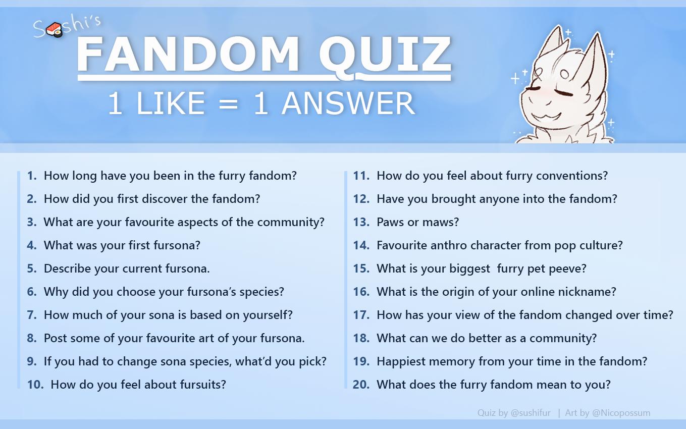 S🍣SHI on X: i put together another furry quiz! this time about the fandom  as a whole t.co393HeQDg0w  X