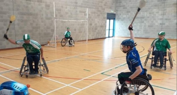 great training session tonight with the @MunsterGAA #wheelchairhurling team  @DeltaSportsDome ahead of round 3 of the M Donnelly Interprovincial Wheelchair Hurling League, to be held in Castlebar on August 24th. #mumhánabù @LCCR1 @WhatsTheScoreLM @SPINSouthWest @LimerickGAAzine