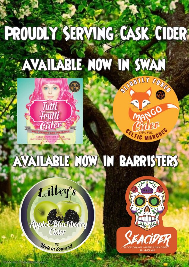 BarristersBolt1's tweet photo. Proudly serving @CelticMarches @lilleyscider and @SeaCiderSussex cask ciders here at Barristers and at our sister pub @BoltonSwan 🍏🍎🥭🍒🍍🍊 #caskcider #CAMRA #camrabolton @BoltonCAMRA @CAMRA_Official 🍻 https://t.co/kSHkYRAMnR