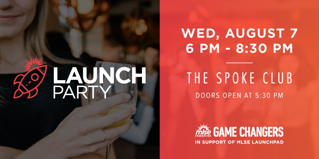 Join us at <a href="/MLSEFGC/">MLSE Foundation GC</a>'s official Launch Party - an annual networking event for young professionals in Toronto ideal for anyone that has a passion for improving youth lives through sport.

🗓️: Wednesday, August 7
📍: <a href="/TheSpokeClub/">The Spoke Club</a>
ℹ️: RSVP at info@mlsefoundationgamechangers.com