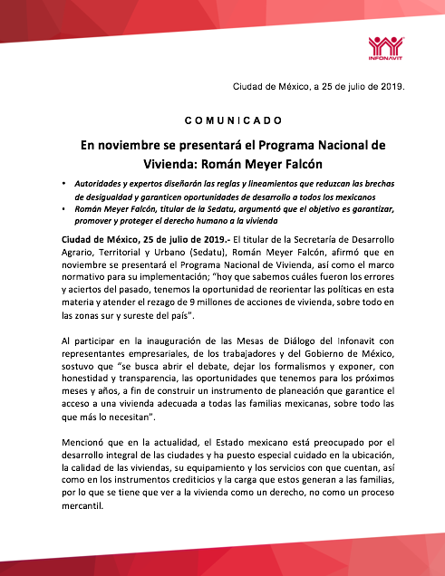Infonavit's tweet photo. En noviembre se presentará el Programa Nacional de Vivienda: @MeyerFalcon. https://t.co/nB0aF9QcVe