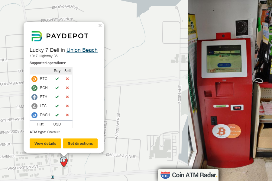 CoinATMRadar's tweet image. Latest installed #Covault #bitcoin machine at Lucky 7 Deli in #UnionBeach 🇺🇸. Operated by: #PayDEPOTLLC. Supported coins: #BTC #BCH #ETH #LTC #DASH coinatmradar.com/bitcoin_atm/87…