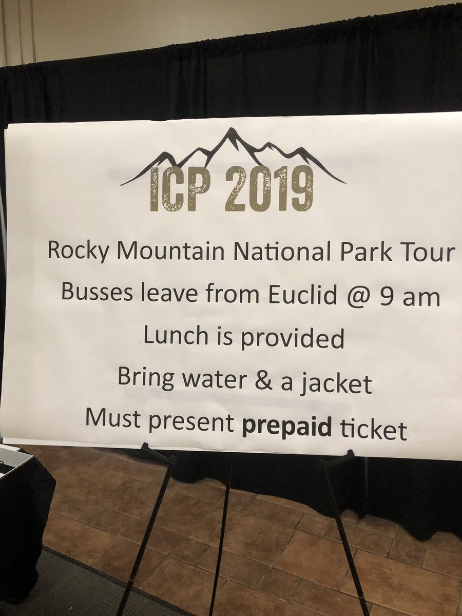 icp2019's tweet photo. Going on the RMNP tour on Friday? Here are the bus details. Please distribute. #RMNP https://t.co/07YhMMd5uz
