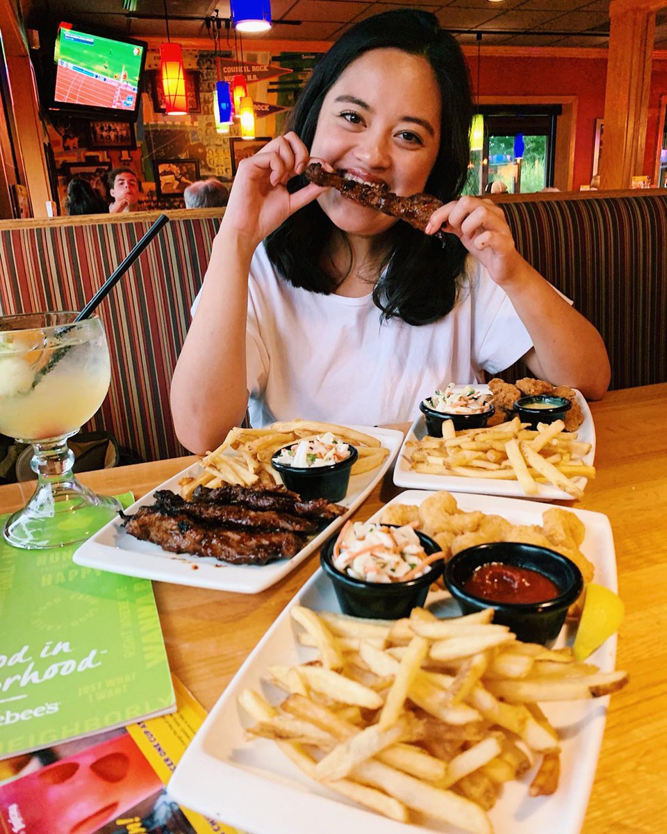 I grew up going to <a href="/applebees/">Applebee's Grill + Bar</a> as a kid, and I loved coming back as an adult for their All You Can Eat Riblets, Chicken Tenders, and Shrimp summer special 🙆🏻‍♀️ it’s crazy to have so many childhood memories here and an honor to be partnering with them now. #befatbehappy #ad