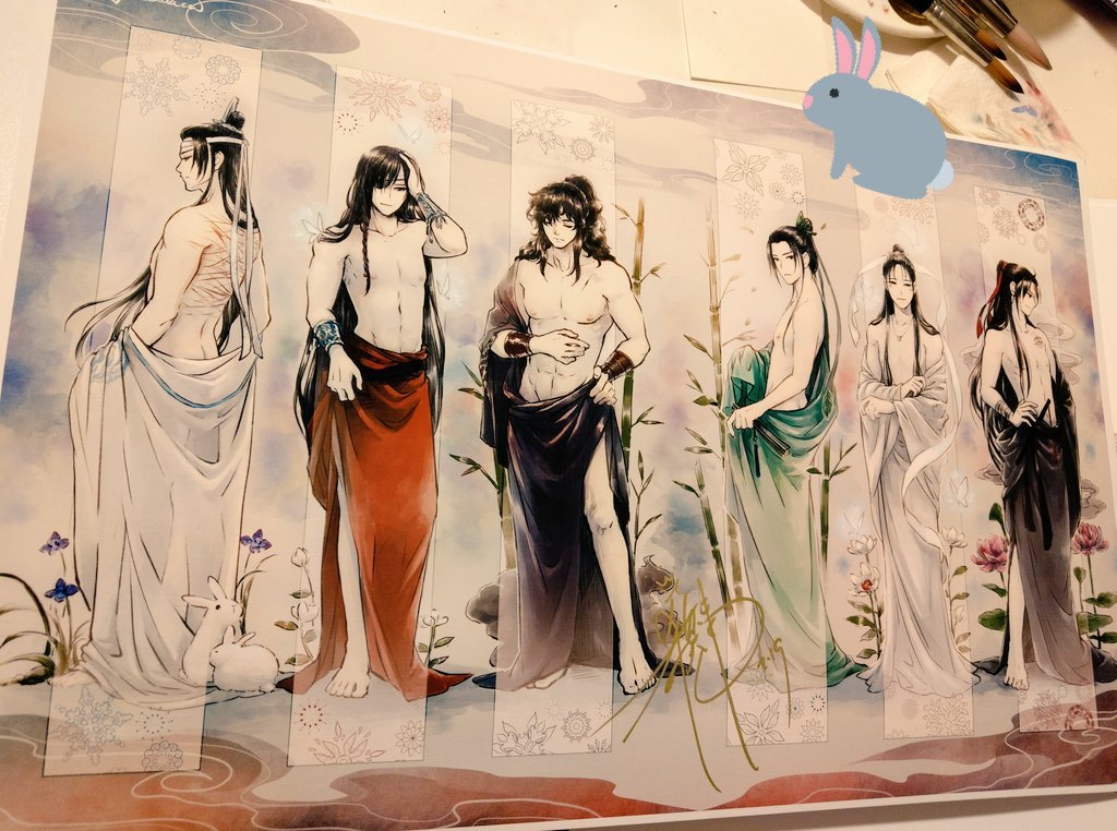 Today 7/25 is my MXTX 1 year anniversary♡ I decided to do a GIVEAWAY~follow me & retweet this for a chance to win! *I've only just finished this art, sorry no time to make fancy merch Orz hope people like art print & bookmarks ( ￣▽￣|||) *detail on prizes in next tweet...