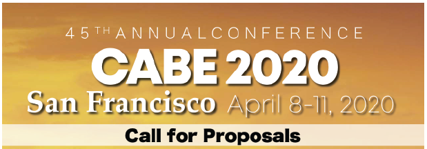CABEBEBILINGUAL's tweet photo. Submit an online application to present a Workshop or an Institute at CABE 2020 now! The Call for Proposals deadline for #CABE2020 is tomorrow. https://t.co/78RH85aFaZ
#Biliteracy #BilingualEducation #DiversityandInclusion #MulticulturalismAndMultiliteracy #GoCABE https://t.co/WJhlnTkCHy