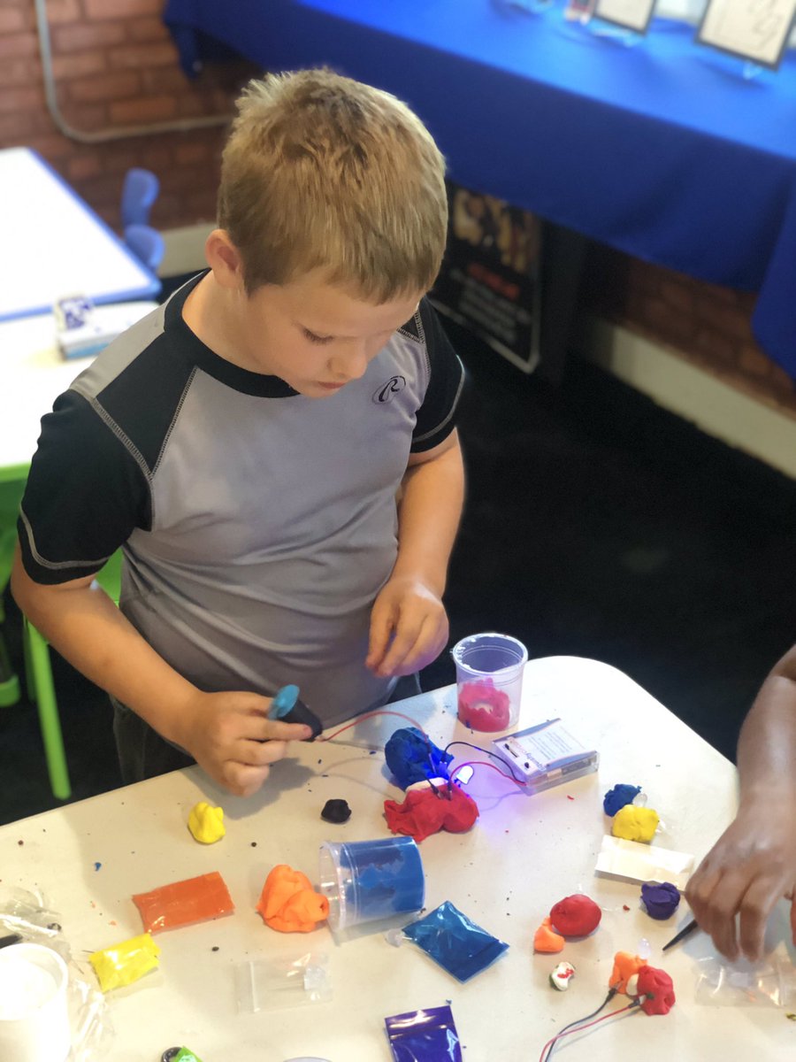 tammycbuckner's tweet photo. #SummerCodeFest fun with the kiddos at Ivanhoe Community Center. Learning circuits using #SquishyCircuits and python using #RaspberryPi Voice Kit. #wecodetoo https://t.co/7jye4YAsWR