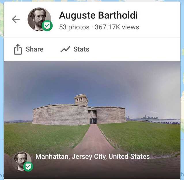 The account uploading these strange pictures goes by the username of Auguste Bartholdi. That’s the designer of Lady Liberty herself. The account also sports his picture from the 1800s. He’s Google approved.