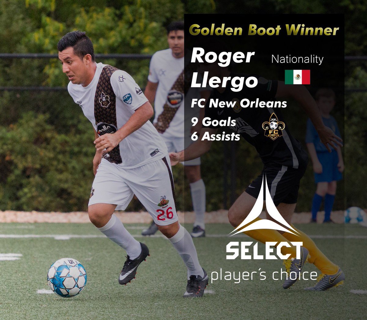 Congratulations to Roger Llergo of <a href="/FcNewOrleans/">FC New Orleans</a> for claiming the GCPL Golden Boot race. 🥇

You can witness Roger in action this Saturday in Covington competing for the GCPL Cup. 

#gcplgoldenboot