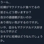 価値観が古いというかこの人無理w妊婦がマック食べて何が悪いw