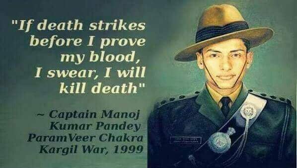 Hero of Kargil war #PVC #Captain #ManojPandey , who won back Kukerthan & Tololing for India. #KargilVijayDiwas #IndianArmy @adgpi #NationalDefenseAcademy #JaiHind