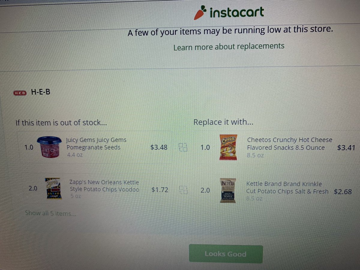 RasheBowie's tweet image. 🧐 @Instacart I ordered Pomegranate Seeds. If item is out of stock, you recommend to replace with Cheetos 😆 No! #algorithmfail