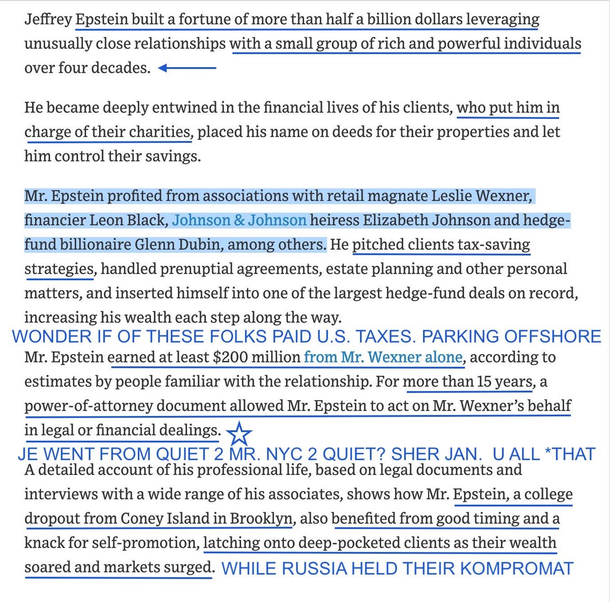 Pardon Notes.It's how I roll.Jeffrey Epsteinwas put in charge ofwealthy idiots'*CharitiesPeople in newswho make *List:Leslie WexnerLeon Black, ApolloElizabeth Fuqqing JohnsonGlenn Dubin, HedgehogJE was given WexnerPOA 4 > 15yrsEggWeinerConeyBoy