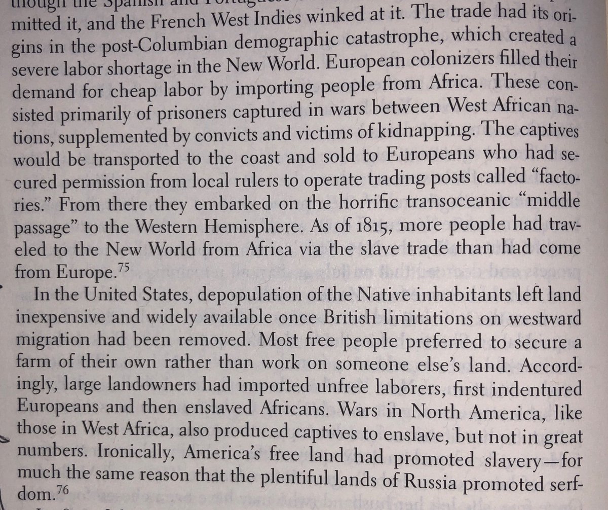 “As of 1815, more people had traveled to the New World from Africa via the slave trade than had come from Europe.”