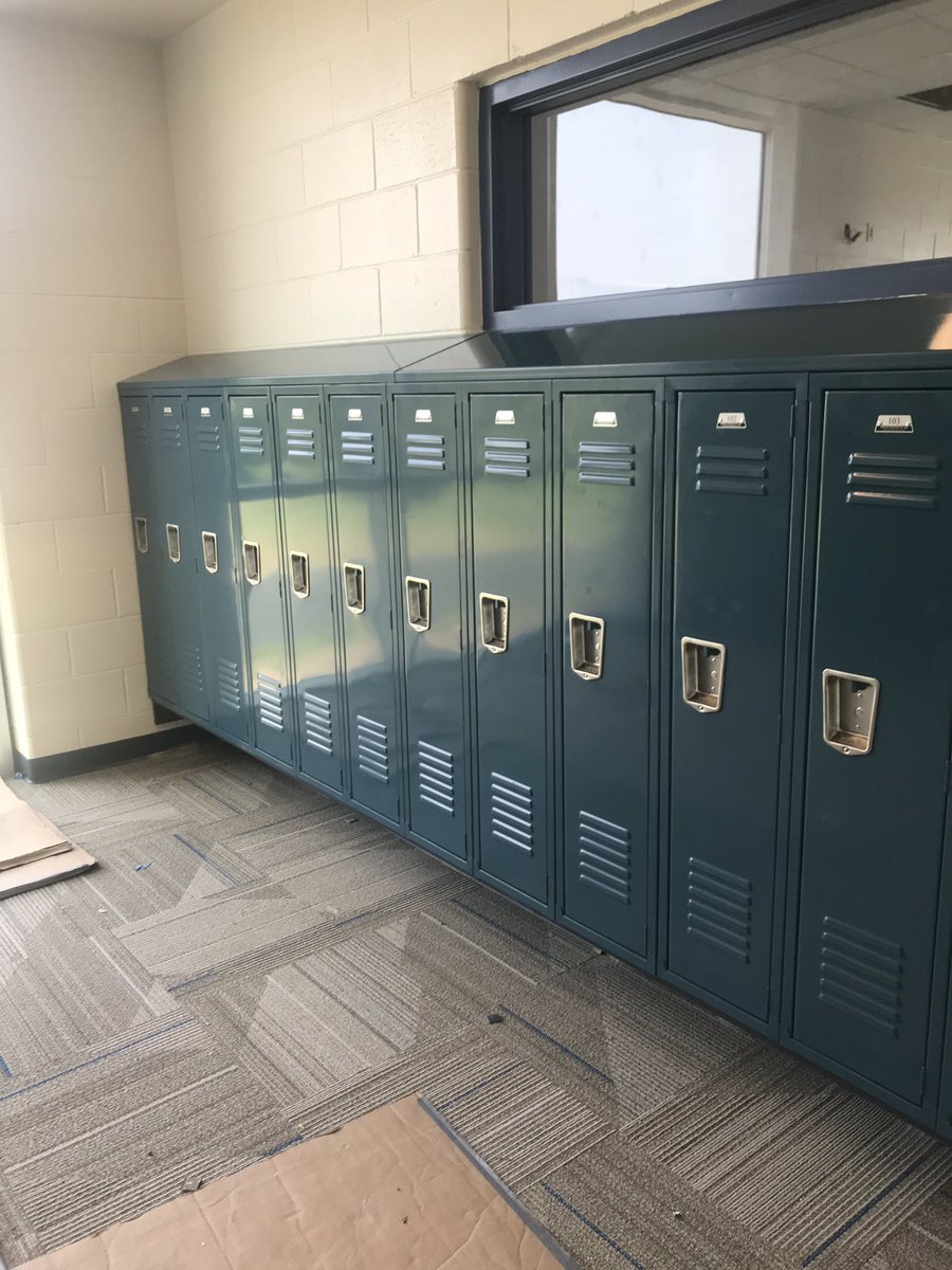 dori_leyko's tweet photo. Glencairn progress photos!  Lockers in!  Bricks repurposed!  Kitchen servery ready!  Bike racks in place!  Getting ready for students on August 27!  @CityofEL @eltrojans @ware_lorraine https://t.co/xK3wz785AZ