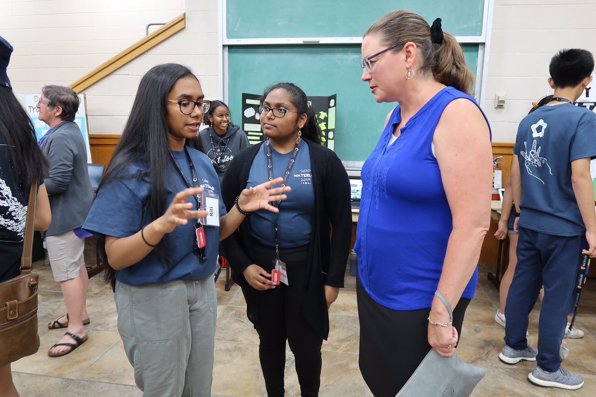 ShadNetwork's tweet photo. Thank you to MPP Catherine Fife @CFifeKW for visiting our #ShadOpen day at @SHADWaterloo. Our students were thrilled to share their solutions to impactfully reduce waste #STEAM4Good #Shad2019 https://t.co/6JSedPlyHJ