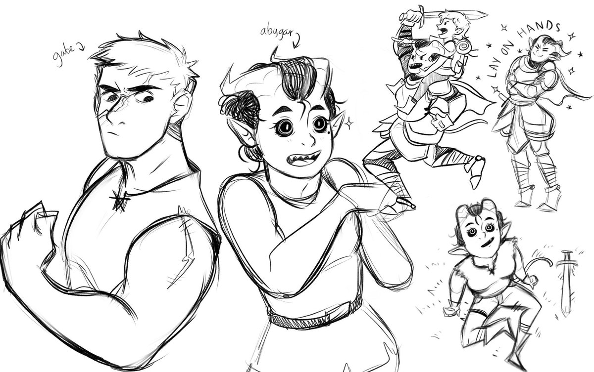 hi hi I'm dying have some ugly #dnd #sketches I drew on my death bed 