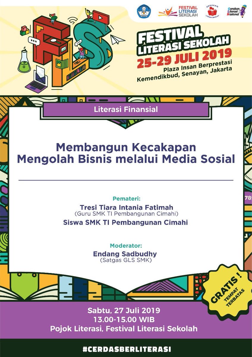 #SahabatDikbud, apa saja acara di Festival Literasi Nasional 2019 yang bisa kamu ikuti pada hari Sabtu (27/7)? Simak jadwal berikut, ya. Semua acara terbuka untuk umum dan gratis!
 
#FLS2019 #cerdasberliterasi