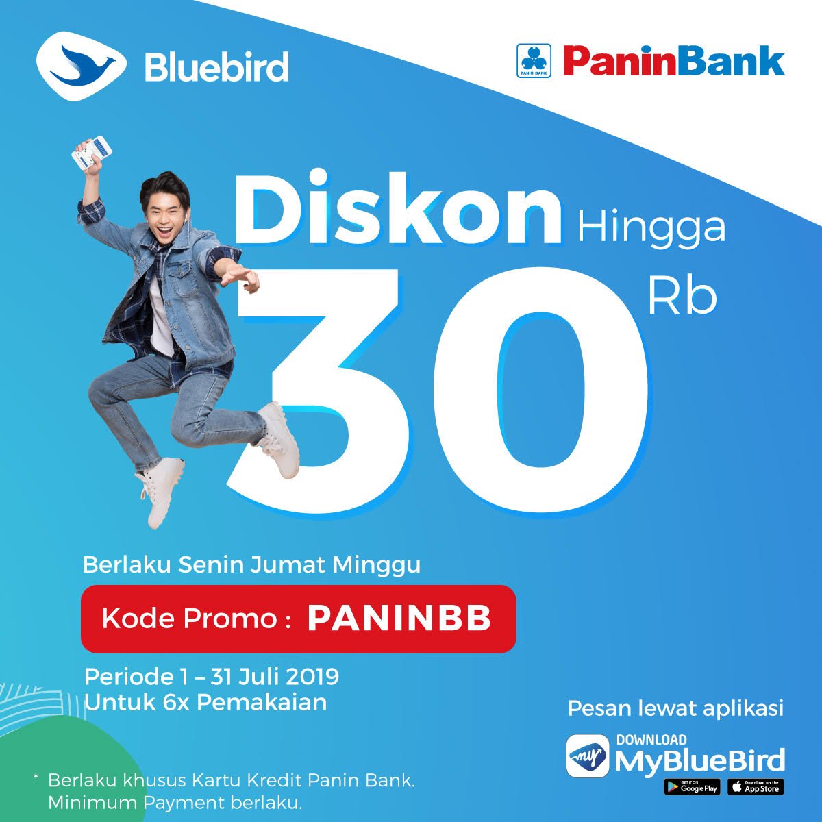 bluebirdgroup's tweet photo. Mau #LebihTenang di setiap perjalanan kamu? Karna setiap hari Senin, Jumat dan Minggu ada diskon hingga 30 ribu khusus untuk kamu pengguna Kartu Kredit Panin Bank dengan pemesanan taksi Bluebird melalui aplikasi My Bluebird. Yuk pesan taksimu sekarang! https://t.co/UbCzg8oP8D