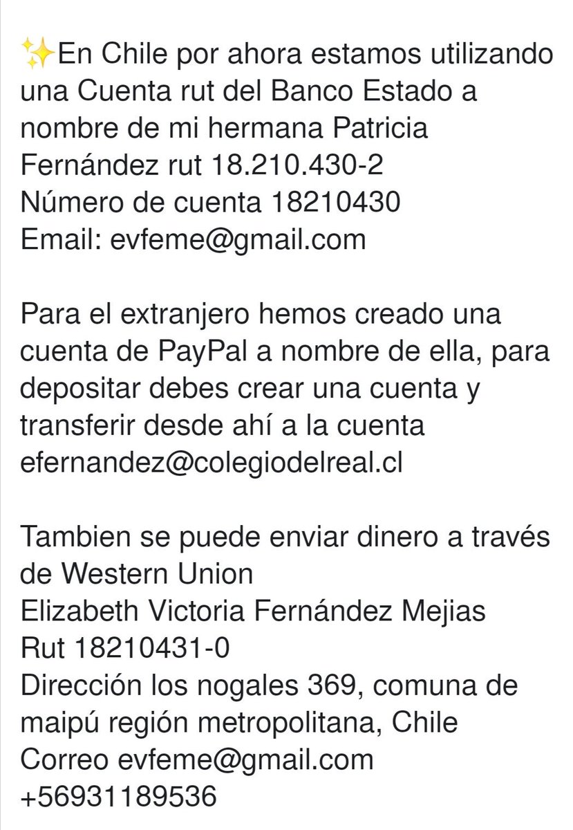A quienes quieran ayudar a mi amiga <a href="/GabrielaWndrlst/">Gabriela Wanderlust</a>, dejo una foto con los datos donde están reuniendo fondos para ella. Gracias a quienes se han conmovido 🙌🙌