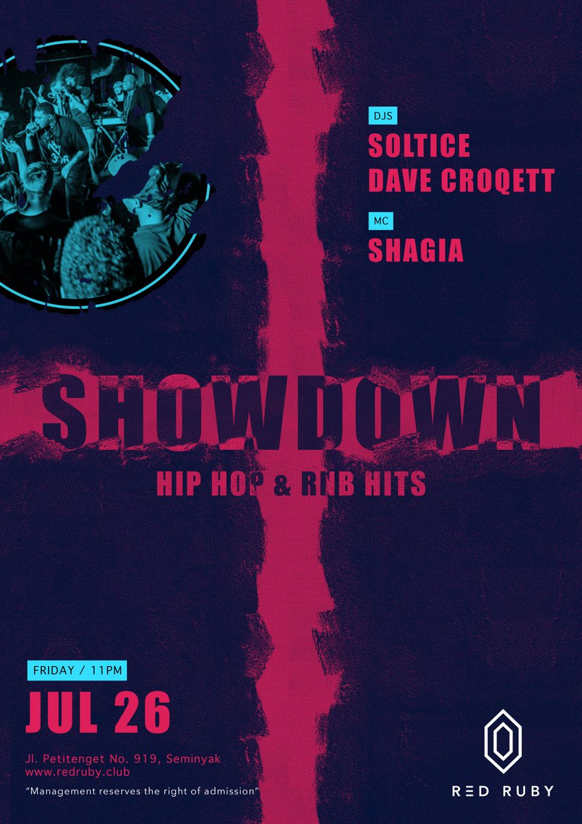 Bali Friday Night, SHOWDOWN. The best Hip Hop and R&amp;B tunes on the island.
check: facebook.com/events/3808219…

#redrubybali #baliclub #balinightclub #baliparty #bali #ttot #seminyak #seminyakbali #baliclubbing #balitechno