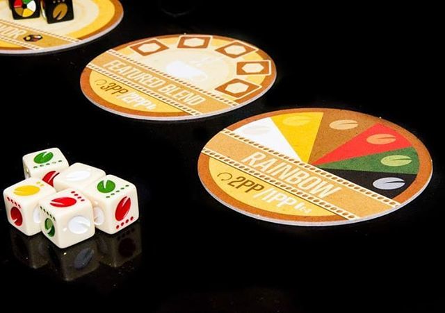 BoardGamerSteph's tweet photo. Rainbow blend in VivaJava Dice Game. Who doesn't like a good Rainbow Blend?! I love al rainbows as you already know. 😁🌈 @gtgamesllc #vivajava #bgg #allthegames #dicegame #rainbowblend https://t.co/PJI4DQgpiW https://t.co/1UVURkIisd
