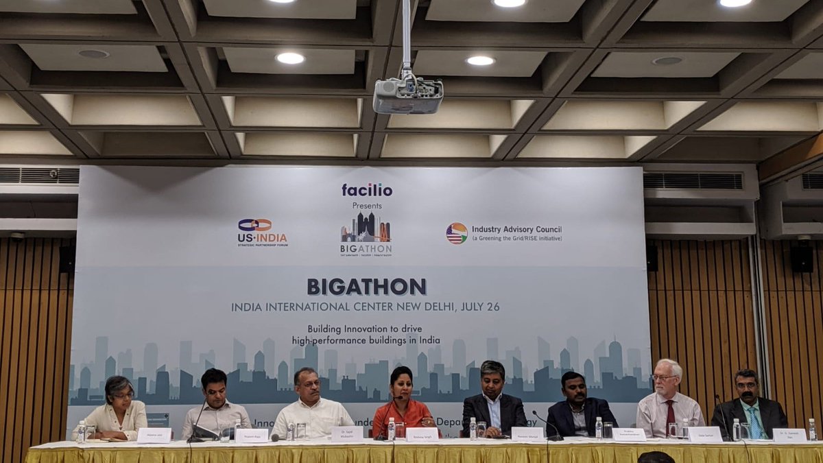 bigathon's tweet photo. An engaging panel discussion on #DEMOCRATIZE concludes @greshmasingh @PrabhuFacilio @nmunjal @raja_rupam &amp; other experts shared insights on the importance of Smart City and required infrastructure in India #SustainableBuildings #BuildingInnovation #SmartInfrastructure #Facilio https://t.co/vclUMchXtZ