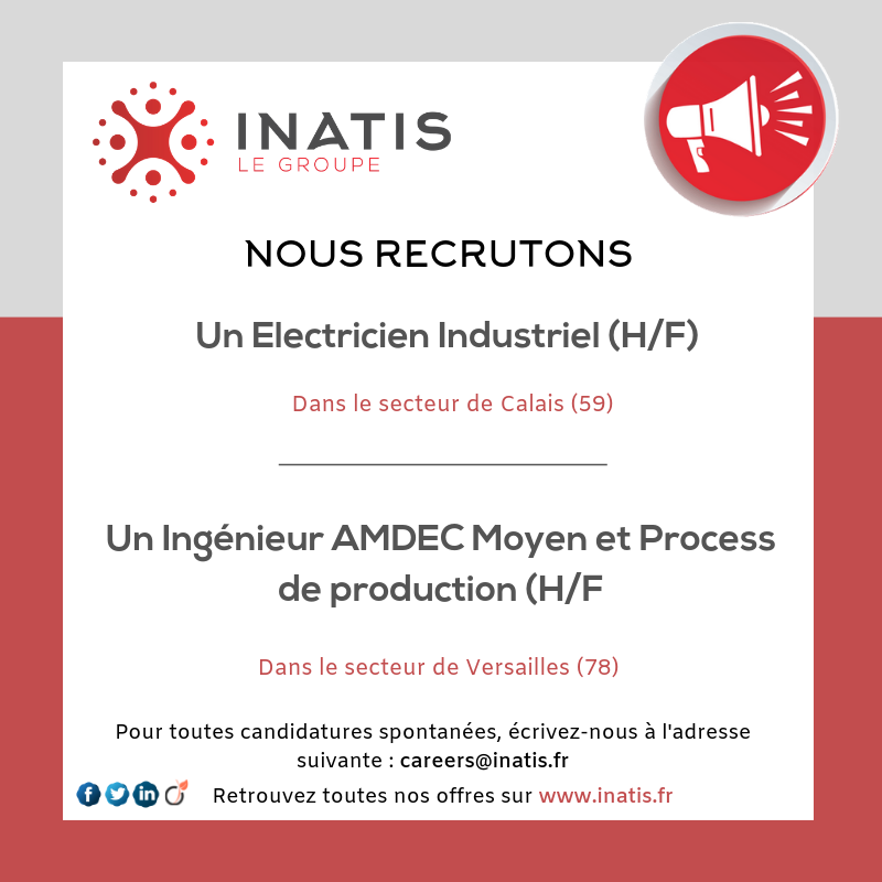 #InatisRecrute 📢

Nous sommes à la recherche de talents afin d'intervenir sur les différentes phases des projets de nos clients.

👉 Découvrez toutes nos offres et opportunités de carrières sur inatis.fr dans la rubrique Carrières.