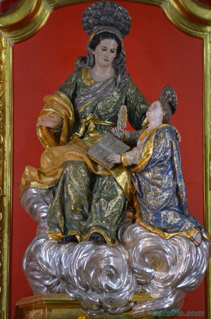 MuseoSalzillo's tweet photo. Sagrada Familia en la iglesia de San Miguel y Santa Ana con la Virgen Niña del convento de las Anas. ¡Feliz San Joaquín y Santa Ana! #FranciscoSalzillo #Murcia https://t.co/t583tyAEwj